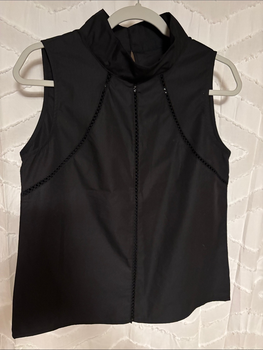 Sleeveless Mock Neck Black Women's Top